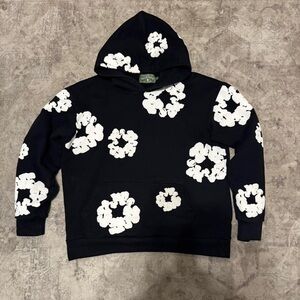 BLACK AND WHITE DENIM TEARS HOODIE